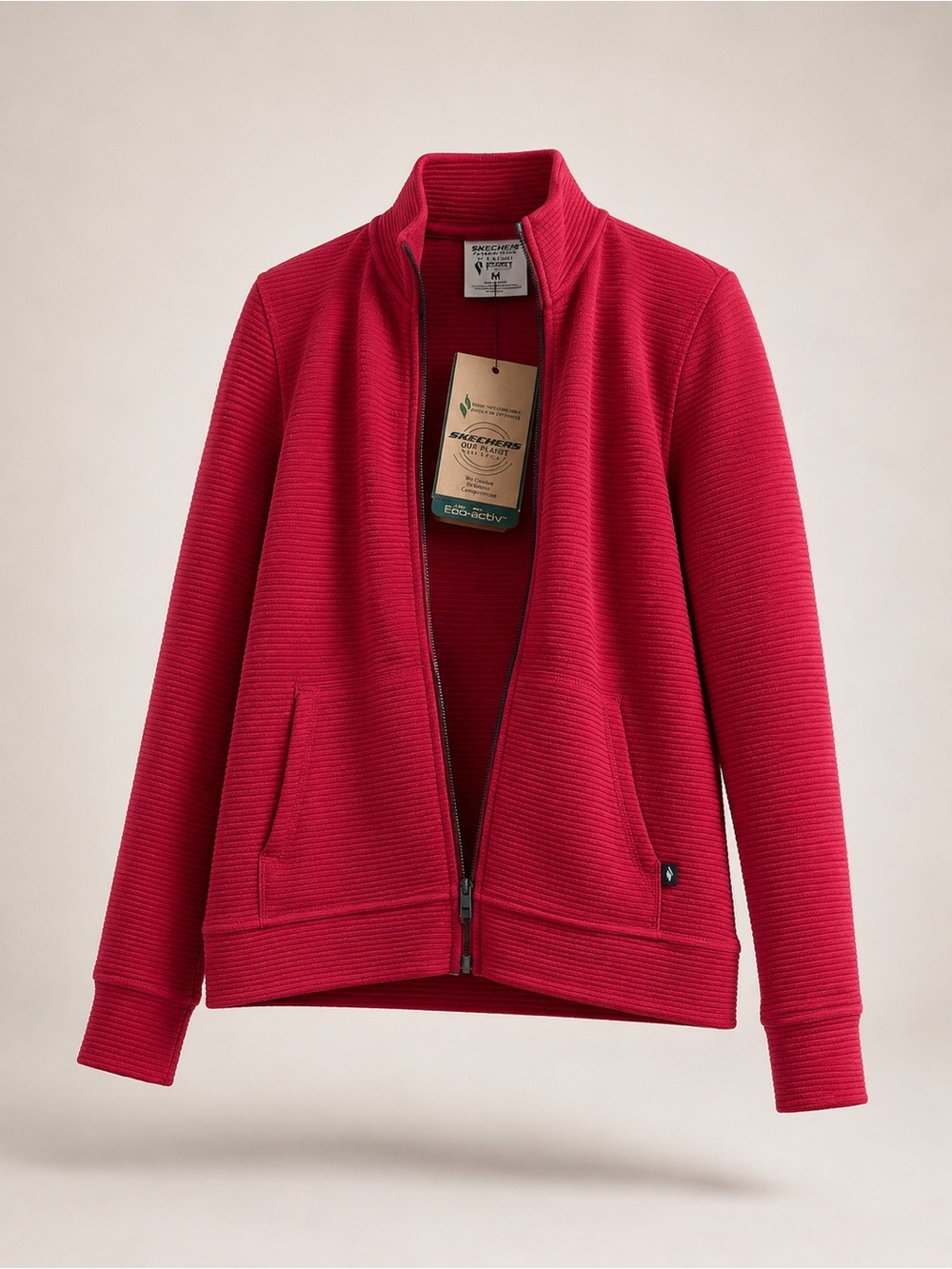 Skechers Women's Raspberry Ribbed Full-Zip Bomber Jacket